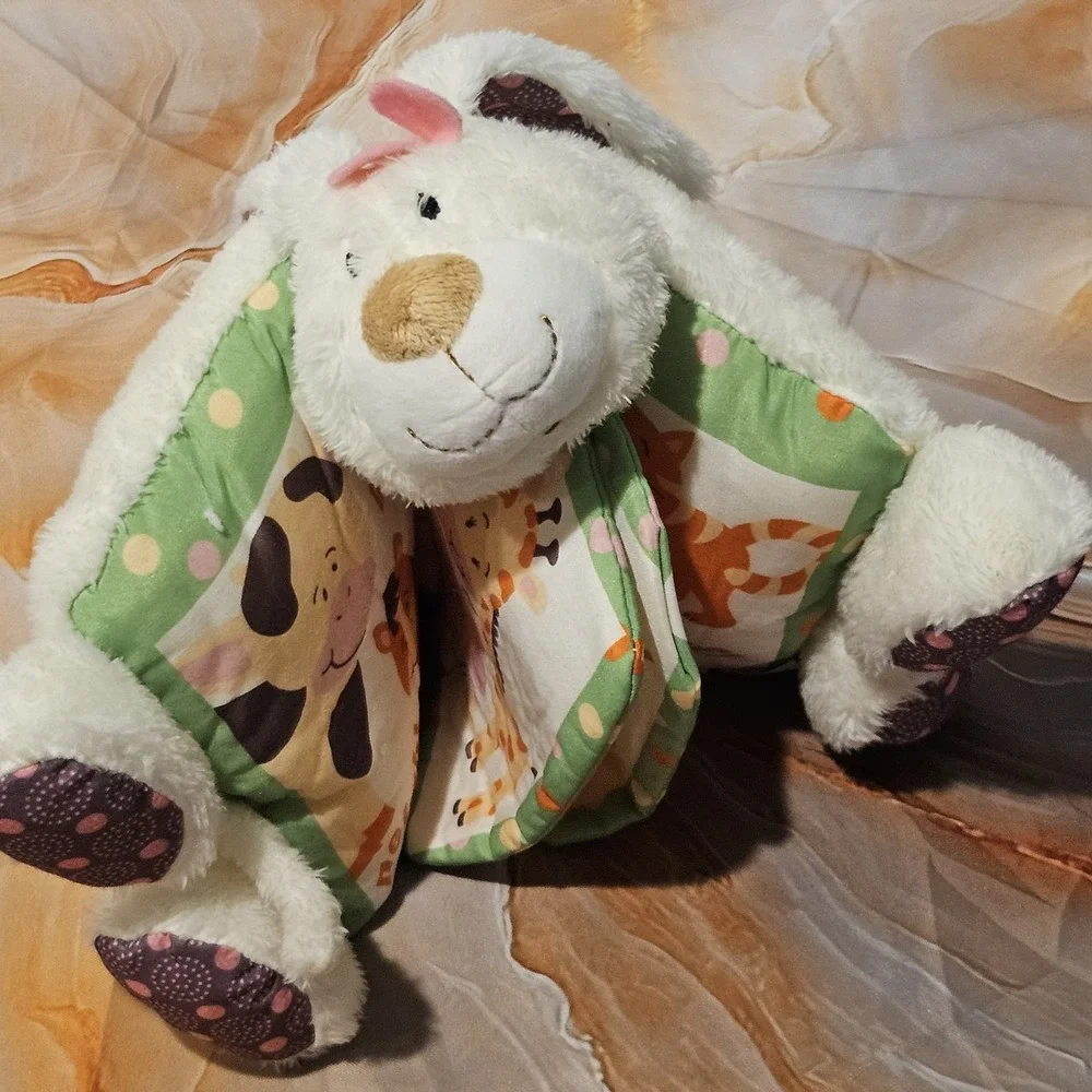 Baby Ganz Cuddly Book Bunny Plush Cloth Crinkle Activity Book BG3231